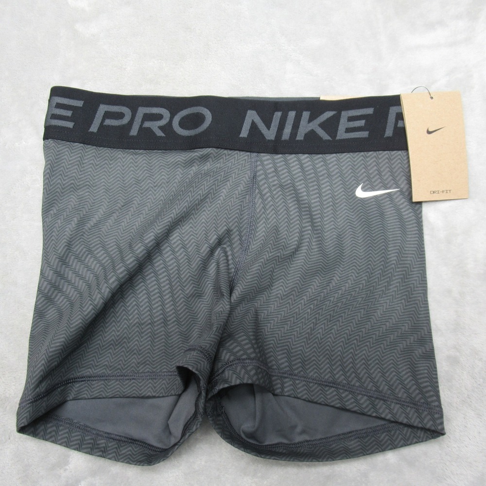 Nike Pro Shorts Women Small Gray Dri-FIT 3 Inch Mid Training Printed $35 NEW